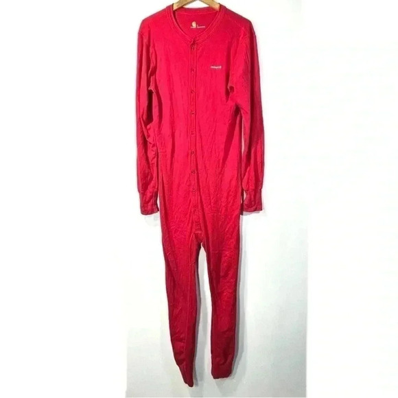 Carhartt Men’s Unisex Onesie, Long John’s Red Sleepwear, Thermal Undergarment L - Picture 12 of 13